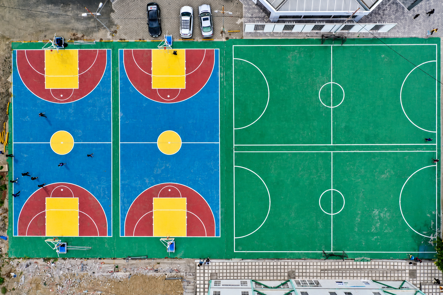 Vista aérea de las canchas de uso múltiple de la ULEAM